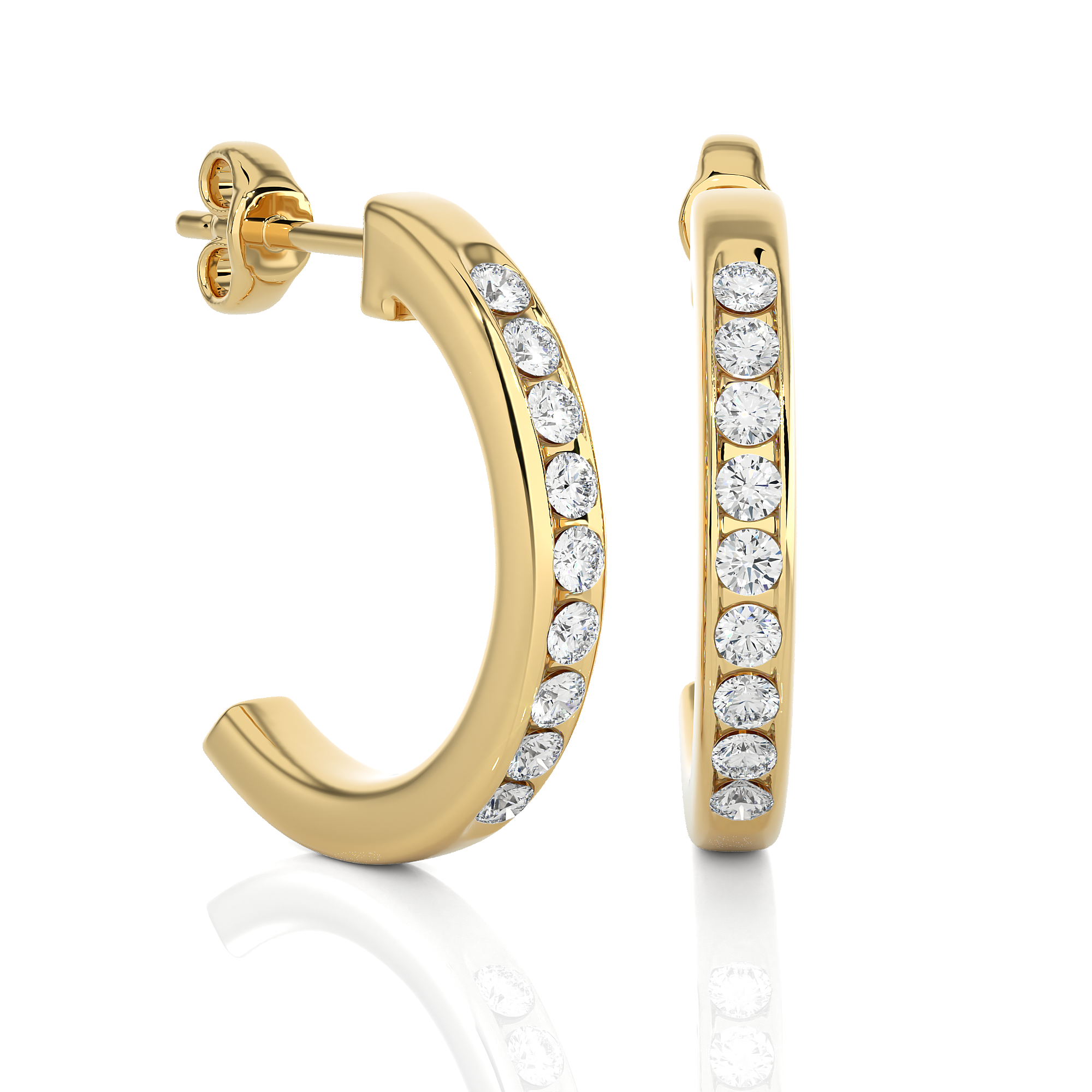 Medium Size Round Lab Diamond Hoop Earrings